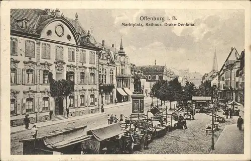 Offenburg Marktplatz Rathaus Drake Denkmal Kat. Offenburg