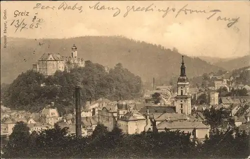 Greiz Thueringen Stadtblick mit Kirche und Schloss Kat. Greiz