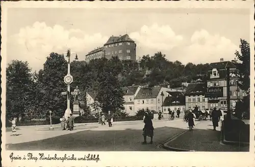 Greiz Thueringen Hindenburgbruecke und Schloss Kat. Greiz