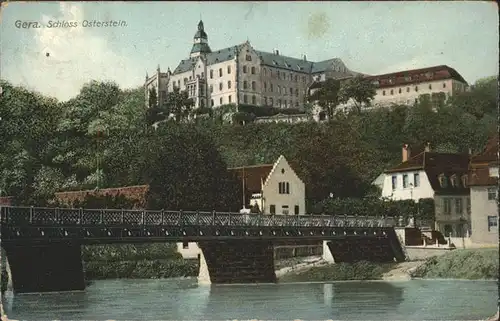 Gera Schloss Osterstein Elster Bruecke Bahnpost Kat. Gera