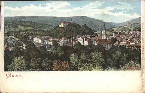 Greiz Thueringen Gesamtansicht Kirche Schloss Kat. Greiz