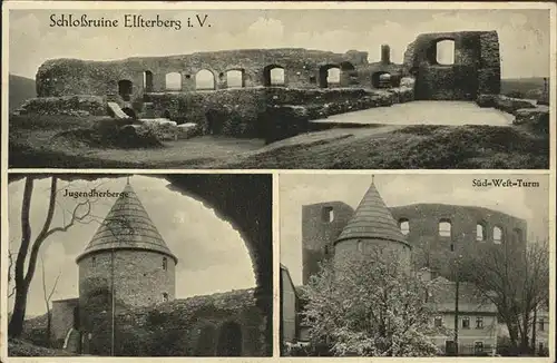 Elsterberg Vogtland Schlossruine Turm Jugendherberge Kat. Elsterberg Vogtland