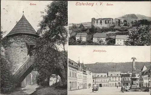 Elsterberg Vogtland Burgruine Turm Marktplatz Denkmal Kat. Elsterberg Vogtland