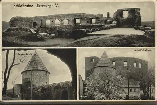 Elsterberg Vogtland Schlossruine Turm Jugendherberge Kat. Elsterberg Vogtland
