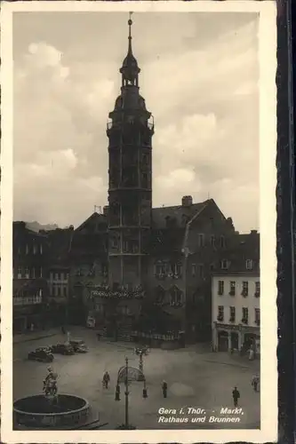 Gera Markt Rathaus Brunnen Feldpost Kat. Gera