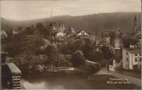 Elsterberg Vogtland Blick auf die Ruine Kirche Trinks Postkarte Kat. Elsterberg Vogtland