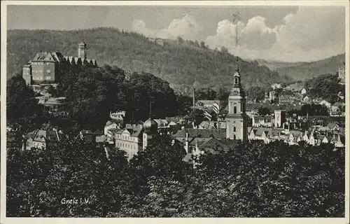 Greiz Thueringen Ortsansicht mit Kirche und Schloss Kat. Greiz