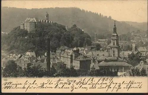 Greiz Thueringen Ortsansicht mit Kirche und Schloss Kat. Greiz