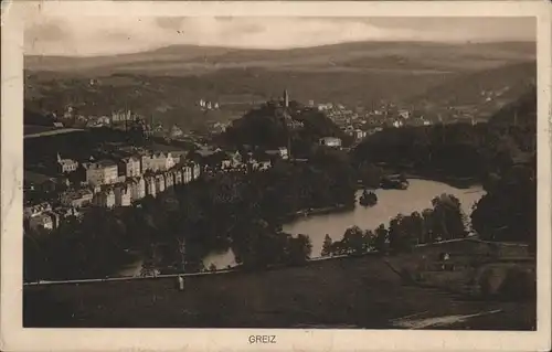 Greiz Thueringen Panorama Schloss See Kat. Greiz