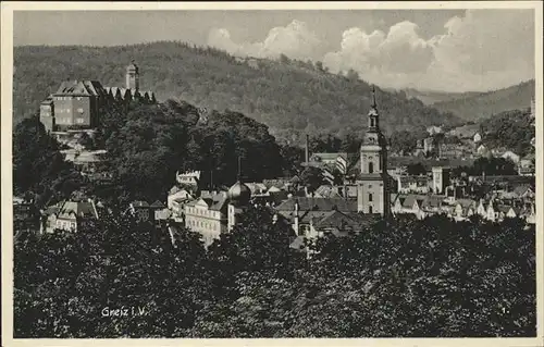 Greiz Thueringen Ortsansicht mit Kirche und Schloss Kat. Greiz