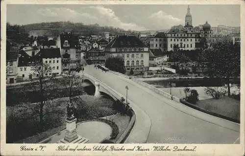 Greiz Thueringen Unteres Schloss Elster Bruecke Kaiser Wilhelm Denkmal Kat. Greiz