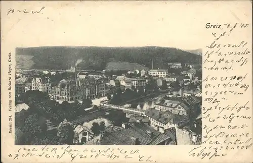 Greiz Thueringen Blick ueber die Stadt Elster Bruecke Schloss Kat. Greiz