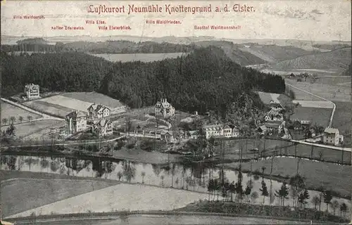 Knottengrund Panorama Luftkurort Villenkolonie Villa Waldesruh Waldfrieden Elsterblick Gasthof Waidmannsheil Kat. Neumuehle Elster