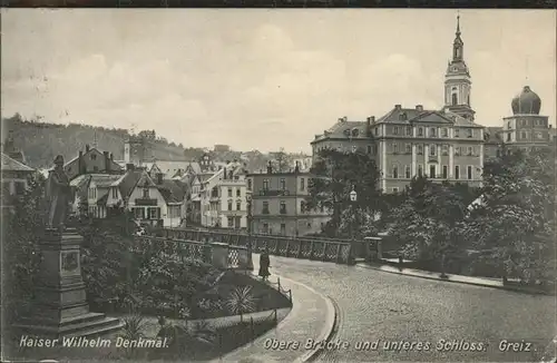 Greiz Thueringen Obere Bruecke Unteres Schloss Kaiser Wilhelm Denkmal Kat. Greiz