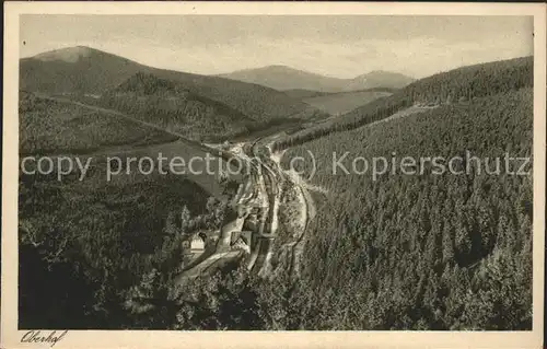 Oberhof Thueringen Blick vom Baerenstein zum Bahnhof Kat. Oberhof Thueringen