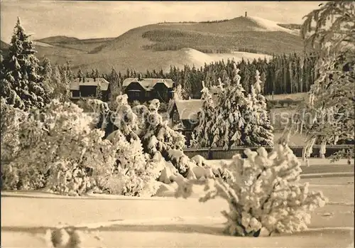 Oberhof Thueringen im Schnee mit Schneekopf Kat. Oberhof Thueringen