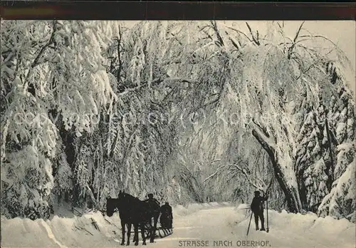 Oberhof Thueringen Waldweg im Schnee Pferdeschlitten Kat. Oberhof Thueringen