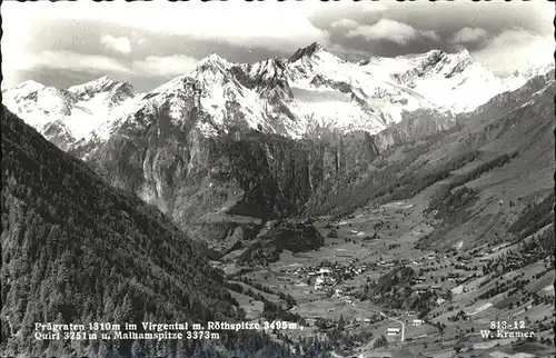 Praegraten Grossvenediger Im Virgental Rothspitze Quirl Malhamspitze Kat. Praegraten am Grossvenediger