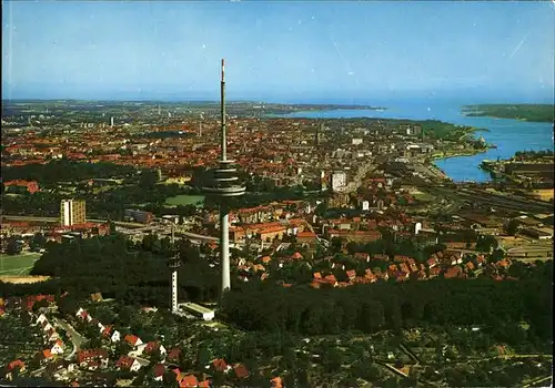 Kiel Fliegeraufnahme Panorama mit Fernsehturm Kat. Kiel