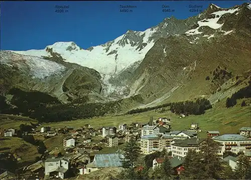 Saas Fee Panorama mit Mischabelkette Kat. Saas Fee