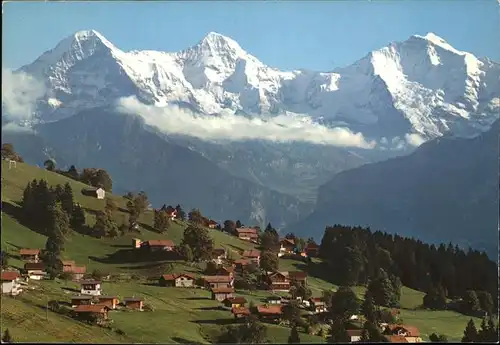 Beatenberg Waldegg Panorama Eiger Moench Jungfrau Kat. Beatenberg