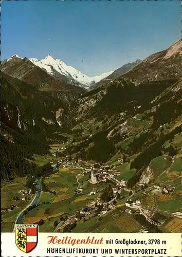 Heiligenblut Kaernten Panorama mit Grossglockner Alpen Wappen Kat. Heiligenblut