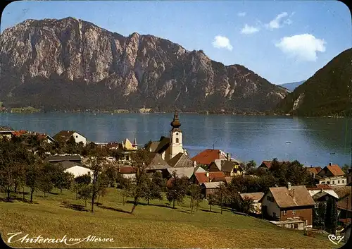 Unterach Attersee Panorama See Hoellengebirge Salzkammergut Kat. Unterach am Attersee