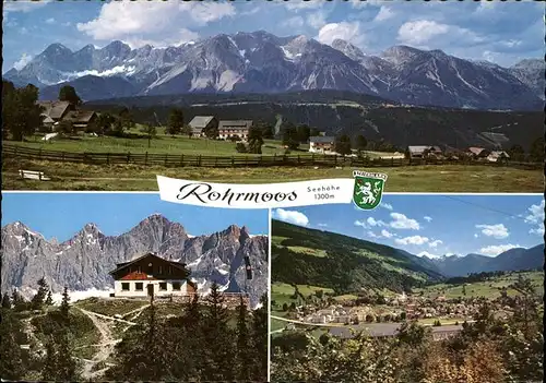 Rohrmoos Untertal Panorama Alpen Dachstein Hochwurzenhuette Schladming mit Rohrmoos Tauern Wappen Kat. Rohrmoos Untertal