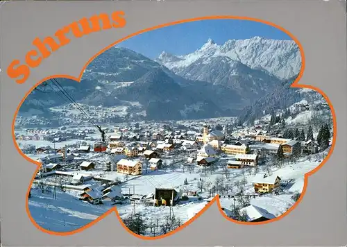 Schruns Vorarlberg Panorama Alpen im Schnee Montafon Vandanser Steinwand Zimba Kat. Schruns