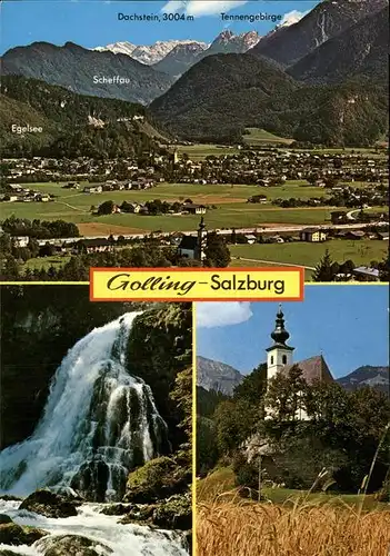 Golling Salzach Panorama Wasserfall Alpen Wappen Kirche Kat. Golling an der Salzach
