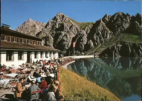 Luenersee Vorarlberg Douglass Huette am See Terrasse Kat. Vandans