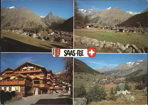 Saas Fee Panorama Wappen Kat. Saas Fee