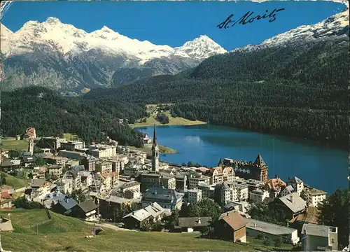 St Moritz GR Panorama mit See Alpen Kat. St Moritz