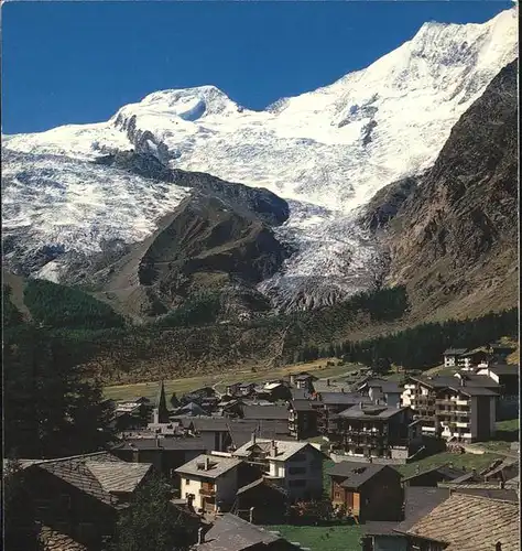 Saas Fee Panorama mit Aphubel Gletscher Kat. Saas Fee