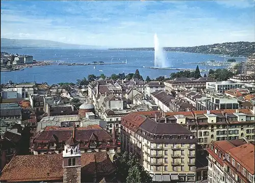 Genf GE Panorama Reede Stadt Genfersee Kat. Genf