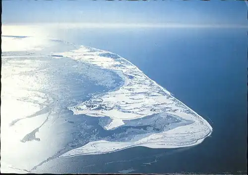 Sylt Insel im Schnee Fliegeraufnahme ganze Insel von Norden Kat. Sylt Ost