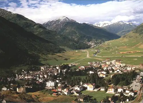 Andermatt Fliegeraufnahme Panorama mit Bergen Kat. Andermatt