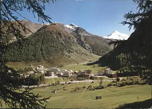 Samnaun Dorf Panorama mit Muttler Kat. Samnaun Dorf