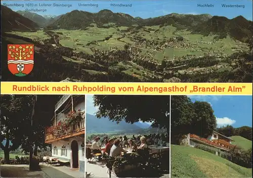 Ruhpolding Panorama Alpengasthof Brandler Alm Wappen Kat. Ruhpolding
