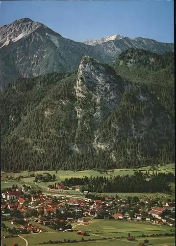 Oberammergau Panorama Passionsspieldorf mit Notkarspitze Zugspitze Kat. Oberammergau