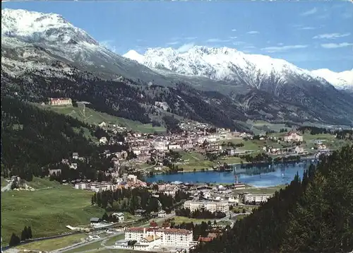 St Moritz GR Fliegeraufnahme Panorama mit See Alpen Kat. St Moritz