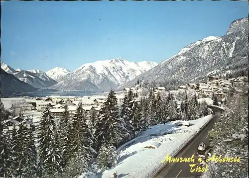 Maurach Tirol Panorama im Schnee Achernsee Kat. Eben am Achensee