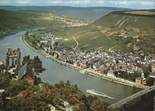 Traben Trarbach Fliegeraufnahme Panorama an der Mosel Burgruine Grevenburg Kat. Traben Trarbach