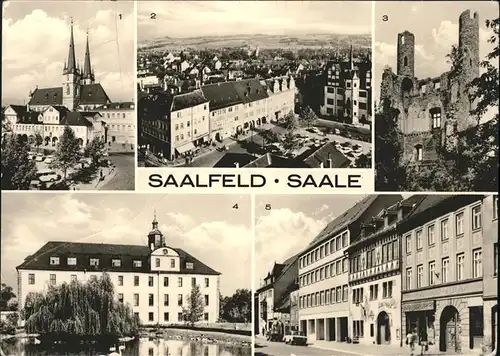 Saalfeld Saale Marktplatz Teilansicht Ruine Hoher Schwarm Schloss Kat. Saalfeld