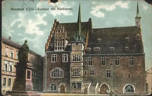 Neustadt Orla Rathaus mit Marktplatz Kat. Neustadt Orla