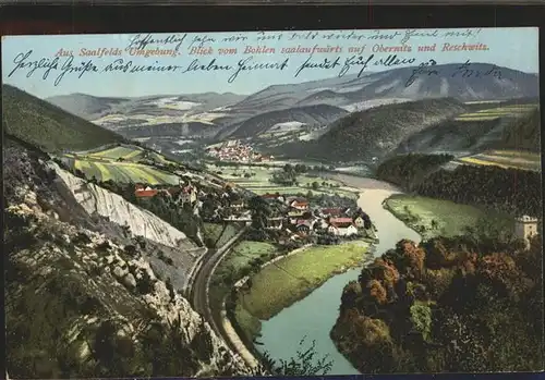 Saalfeld Saale Blick vom Bohlen auf Obernitz und Reschwitz Kat. Saalfeld
