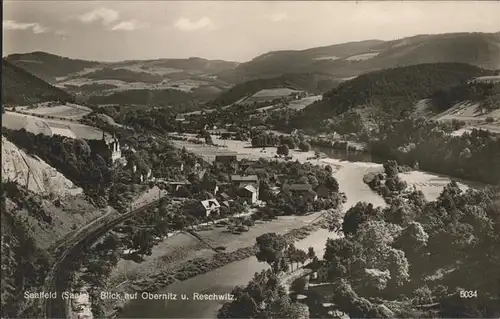 Saalfeld Saale Blick auf Saaletal Obernitz und Reschwitz Kat. Saalfeld