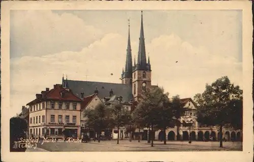 Saalfeld Saale Markt mit Kirche Kat. Saalfeld