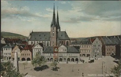 Saalfeld Saale Markt mit Kirche Kat. Saalfeld