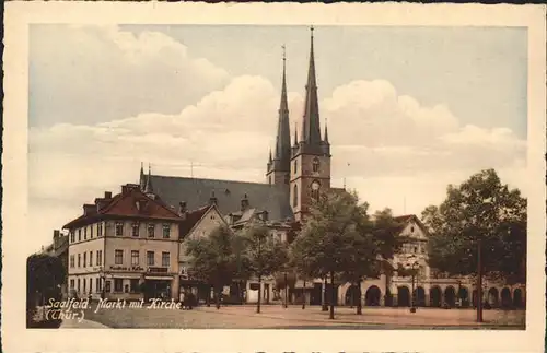 Saalfeld Saale Markt mit Johanneskirche Kat. Saalfeld